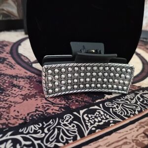 Silver-Tone Studded Rectangular Hair Claw Clip - Women Accessories A36 Western